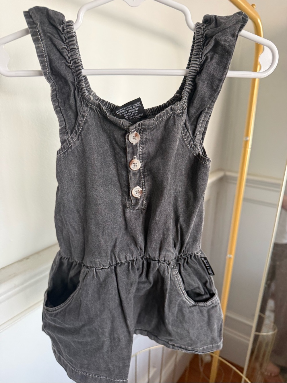 Little Bipsy charcoal denim flutter sleeve dress